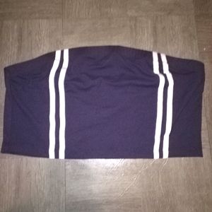 Blue and White strapless top